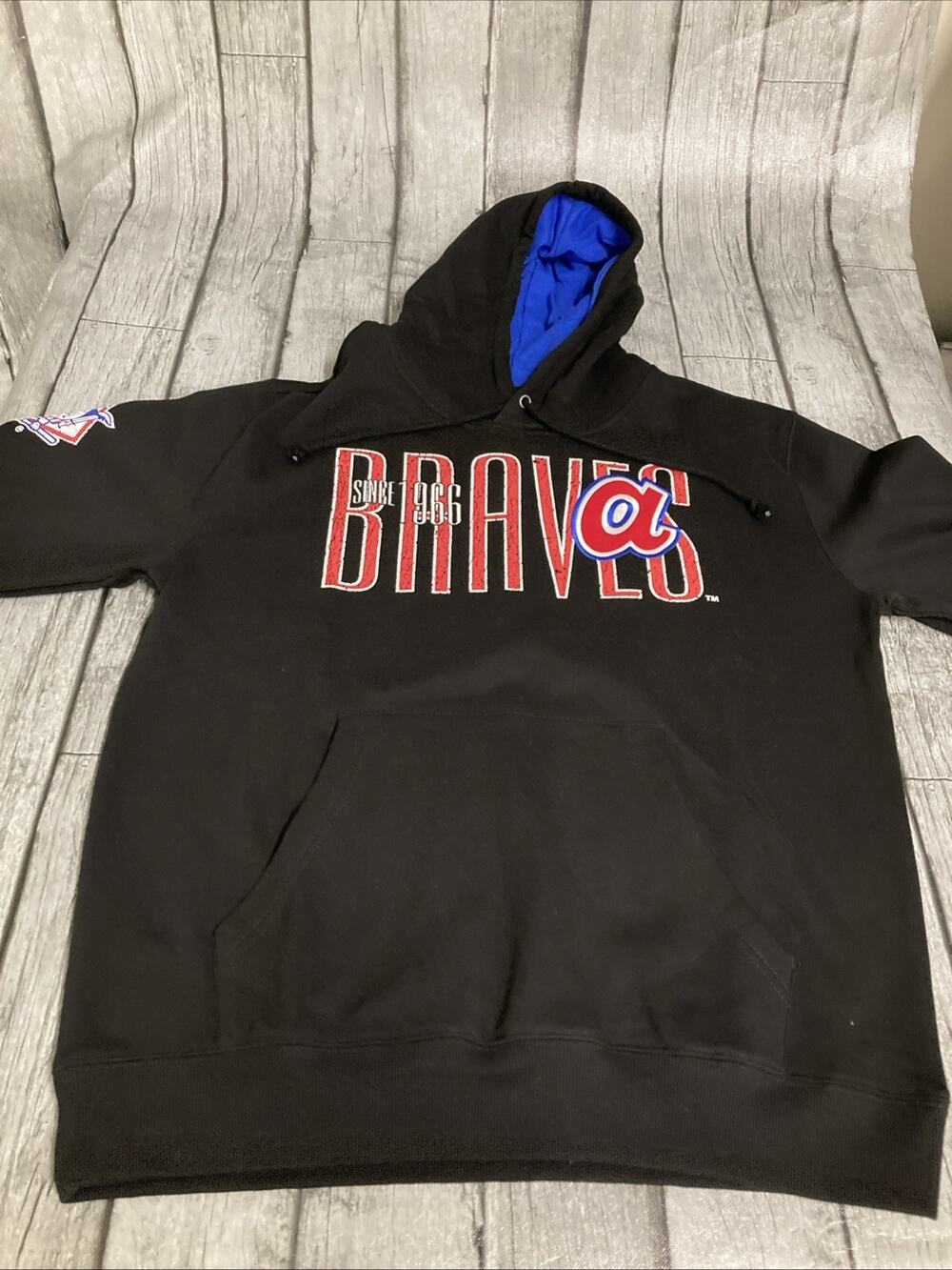NWT Men’s Mitchell & Ness Atlanta Braves OG Fleece Hoodie Large Black Sweatshirt